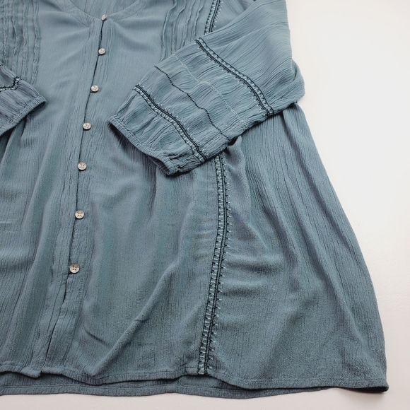 J. Jill Blouse long sleeve Women Size XL V-neck relaxed Button Down - Picture 12 of 12